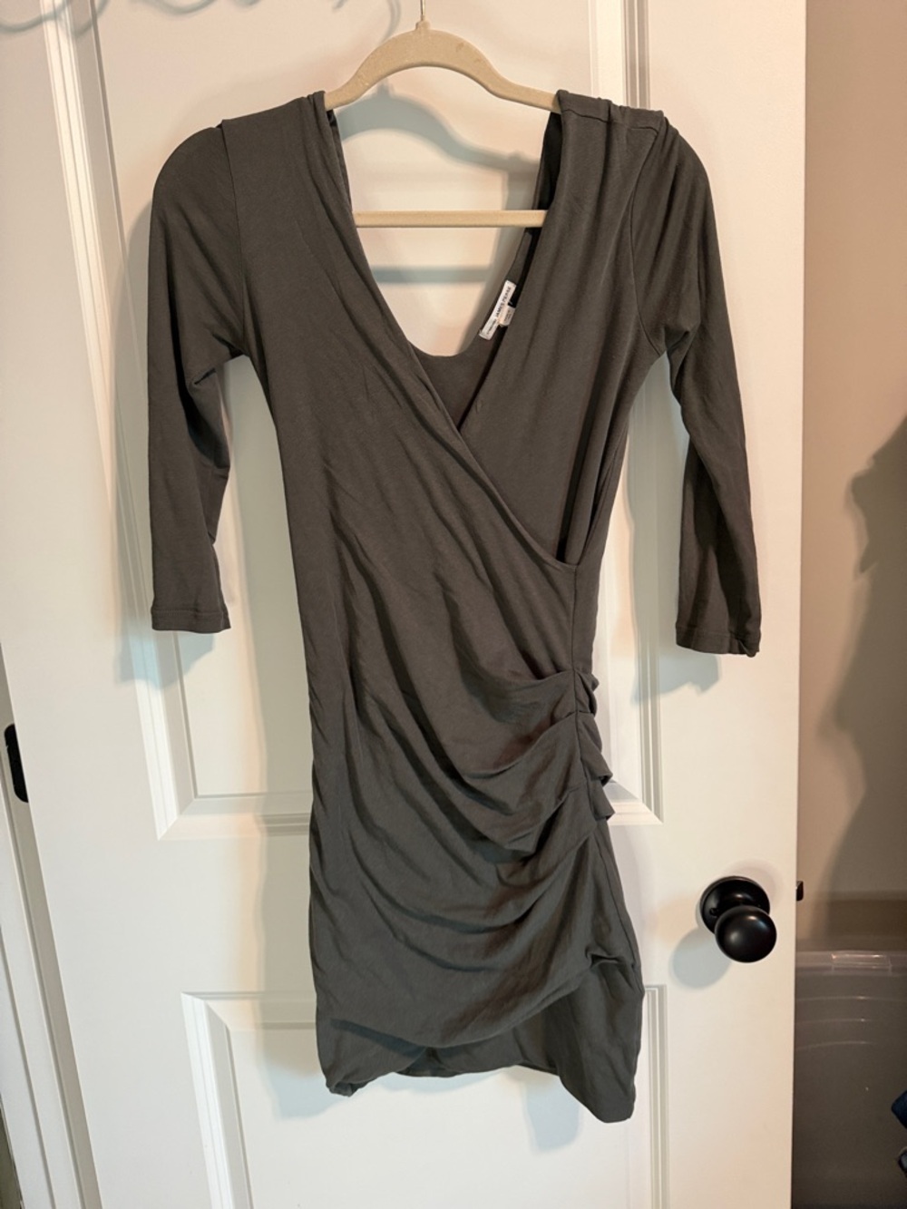 James Perse Olive Green Long Sleeve Wrap Dress